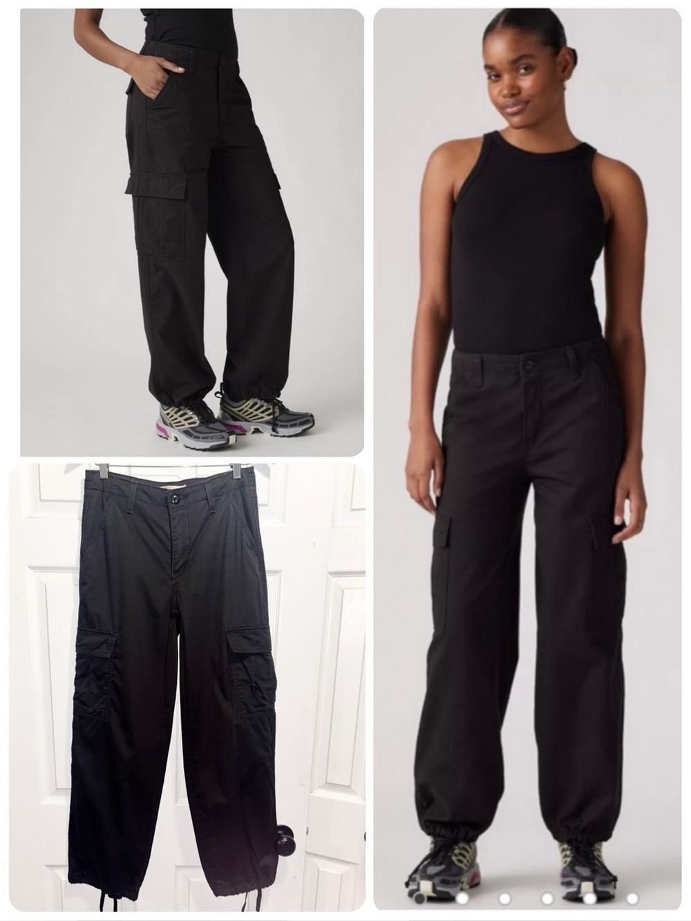 Levi's 94s Baggy Black Cargo Utility Relaxed Pants Size 26